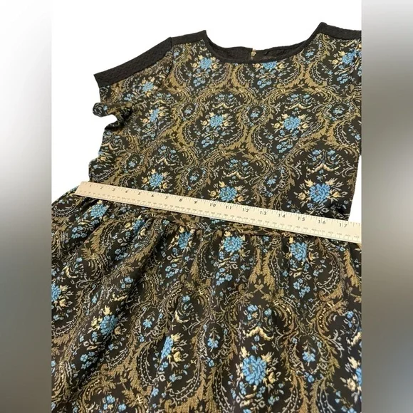 River Island Black Blue Brocade Tapestry A Line Dress US 12 - Picture 10 of 11